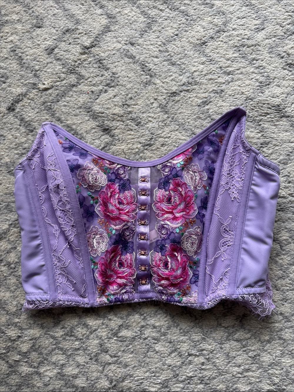 Victoria's Secret Lavender Floral Embroidered Bustier Top